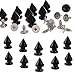 RUBYCA 12MM 50 Sets Metal Tree Spikes and Studs Metallic Screw-Back for DIY Punk Leather-Craft Black