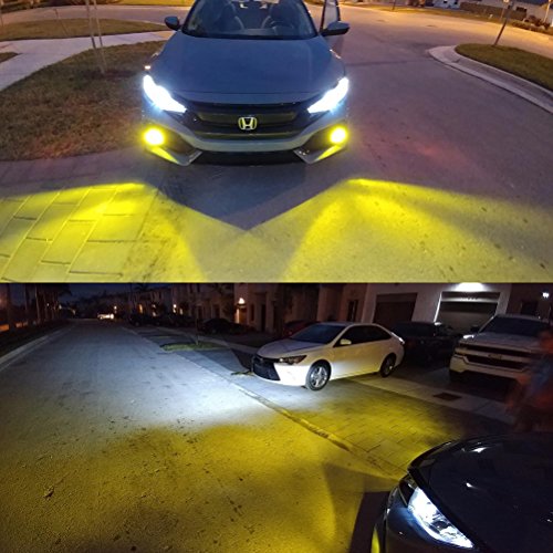Calais Extremely Bright Yellow COB Chips PSX24W 2504 30W 2000LM LED Bulbs for DRL or Fog Lights(pack of 2)