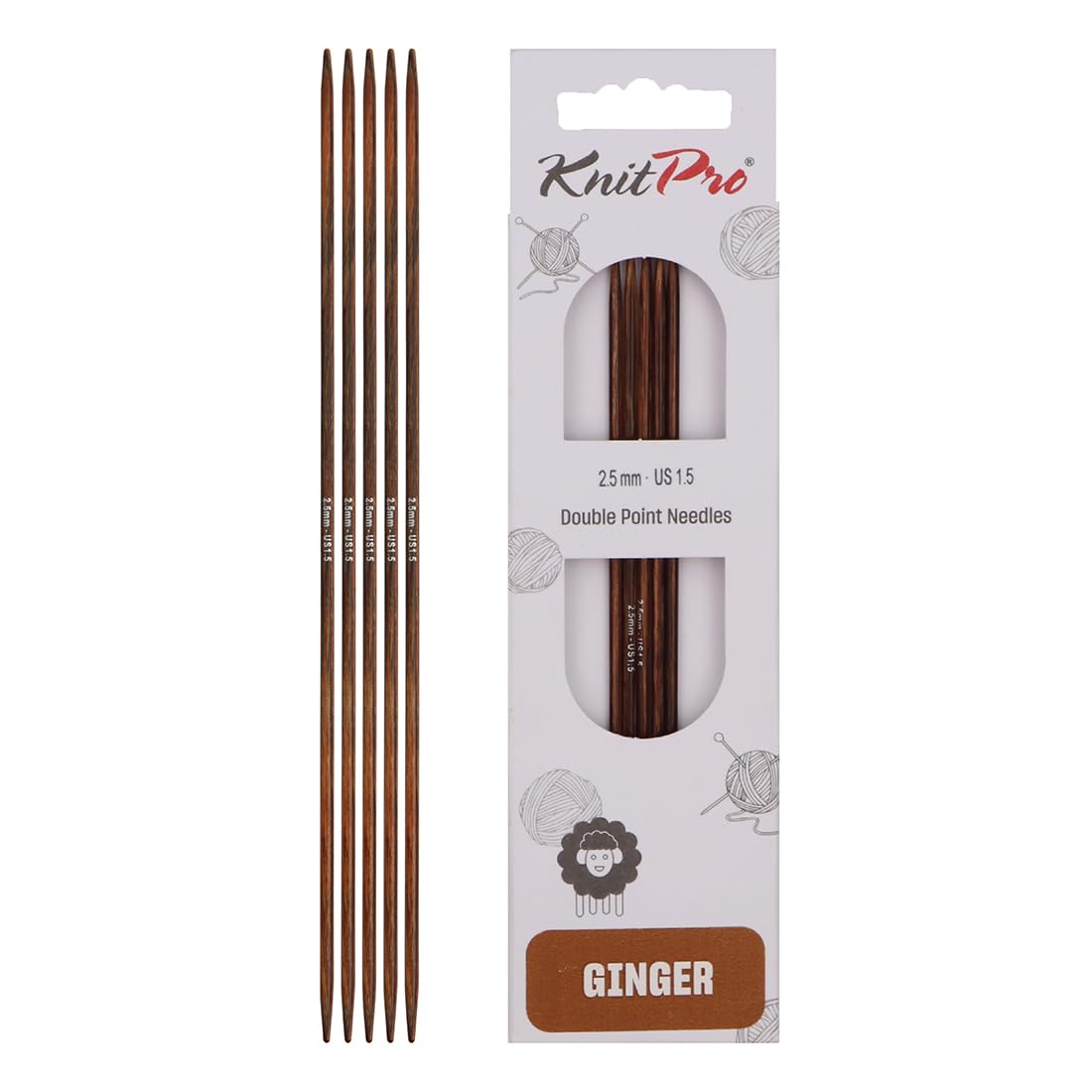 KnitPro Ginger Double Pointed Needles 8" (20cm) | 2.50mm