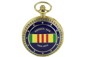 Trendy Zone 21 Miltary War Pocket Watch, 2" Gold Finish Metal Watch, Japanese Quartz Movement, 14" Chain with Hook