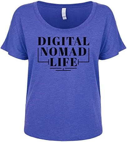 Shirtgoals Digital Nomad Life Women's Dolman Shirt Vintage-Royal X-Large