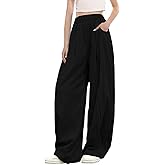 SANGTREE Girls & Woman Wide Leg Pants Lightweight Casual Elastic High Waist Straight Leg Loose Trousers,4 Years - Woman 2XL