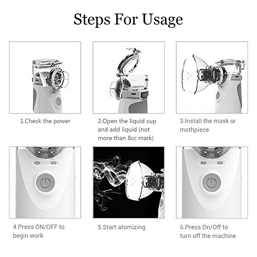 Portable Mesh Nebulizer Machine, Handheld Steam Inhaler Personal Compressor Humidifier Vaporizers for Kids/Adults - Thumbnail 4