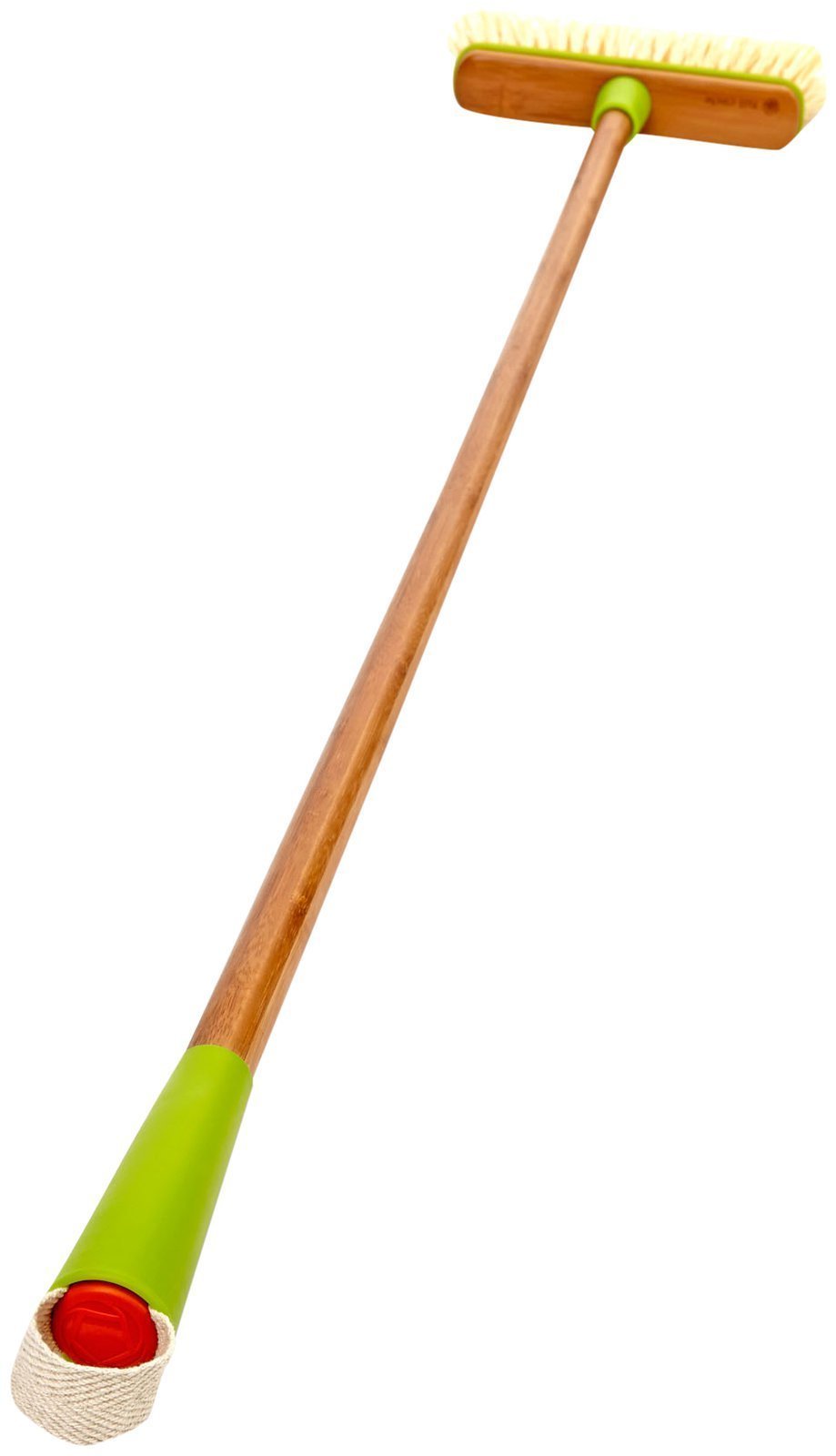 Full Circle Clean Sweep Bamboo Broom - Angled for Precision in Tight Spaces, with Recycled Stiff Bristles for Indoor & Outdoor Cleaning - Ideal for Pet Hair, Kitchen, Hardwood, and Garage, Green
