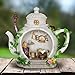 Exhart Fairy Teapot Kitchen Garden Statue - Miniature Teapot House Solar Resin Statue in Hand-Painted Colors - Whimsical Teapot Home Decor w/Solar Accent Light for a Lovely Fairy Garden, 6