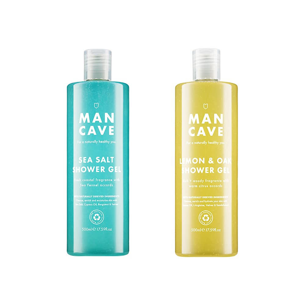 ManCave Shower Gel Bundle - Lemon & Oak 500ml + Sea Salt 500ml