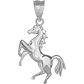 Claddagh Gold Exquisite 925 Sterling Silver Stallion Running Horse Charm Pendant