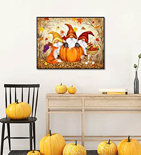 Gnome Diamond Painting Kits,Autumn Diamond Art Kit for Adults Full Round Drill,Paint with Diamond for Gift,Wall Decor