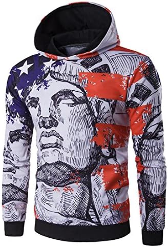 XQS Mens Statue of Liberty Print Hoodie Outerwear Sweatshirts Jackets 1 M