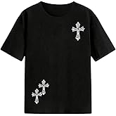 WDIRARA Boy's Cross Graphic T Shirt Short Sleeve Crew Neck Tee Casual Top