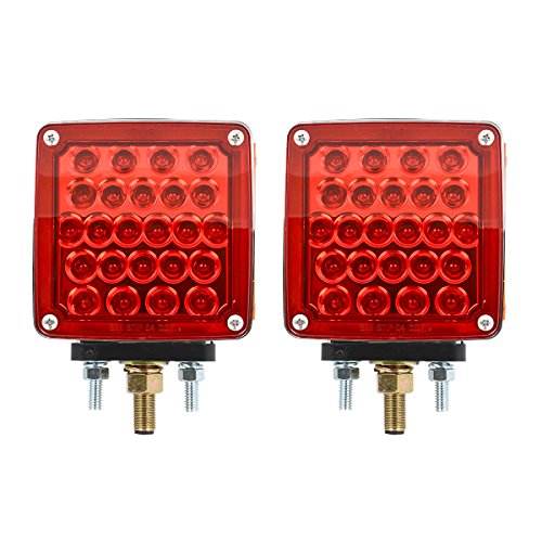 Grand General 77615 LED Pedestal Light (Square Double Faced Dual Function Amber/Red Pearl in Twin Pack)