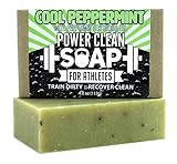 Peppermint Essential Oil Soap 4oz Bar for Athletes- Organic Base Oils and All Natural Ingredients- No SLS