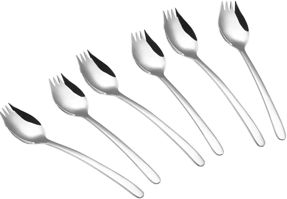 Sporks 6 Pack Mini 18/10 Stainless Steel Sporks Kids, Fruit Appetizer