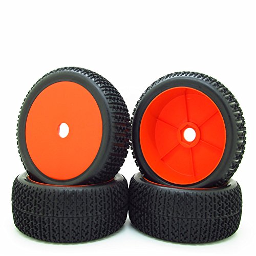 4pcs RC 1/8 Scale Off Road Car Buggy RC Tires Tyre and Wheels 17mm Hex, Red