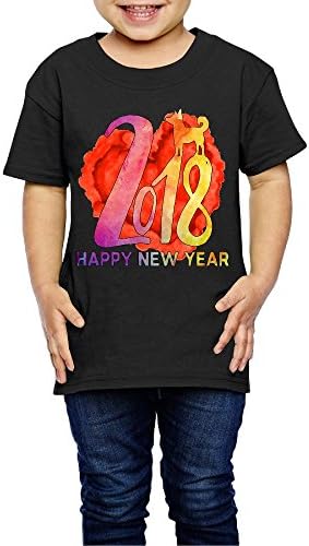 2018 Happy New Year Dog Heart Boys' Girls' Cotton Short Sleeve T-Shirt 4 Toddler