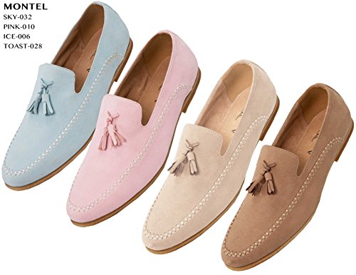 Amali Microfiber Faux Suede Moc Toe Men's Slip on Dress Shoe with Tassels - Thumbnail 3