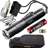 Klarus XT2CR Super Bundle Includes 1600 Lumen Tactical Flashlight, 18650 Battery, Holster, Car Charger, Wall Charger, USB Cable, Lanyard, and Mini USB Light