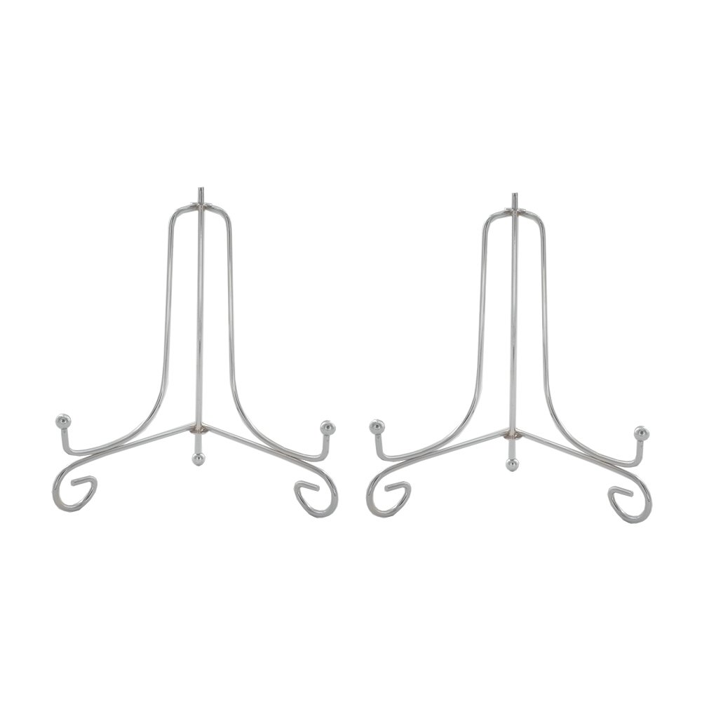 Tincogo (2 pack) 6" Iron Plate Stand, Silver Iron Easel Plate Display Photo Holder Stand, Displays Picture Frames, Cookbooks, Decorative Plates, Tablets and Art