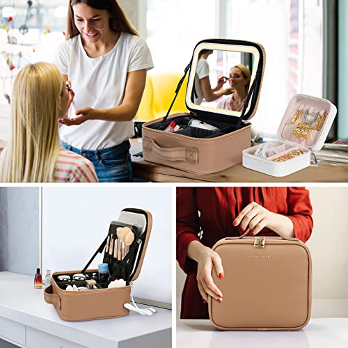 Makeup Train Case with Large Lighted Mirror 3 Color Scenarios