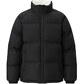 hathne Men's Winter Warm Fleece Lined Jacket Lightweight Thick Stand Collar Full Zip Jacket Coat