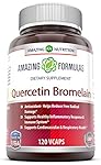 Amazing Nutrition- Quercetin 800 Mg with Bromelain 165 Mg, 120 Vcaps: A Potent Team Providing Amazing Health Benefits. Anti-oxidant and Anti-inflammatory Properties. Supports Heart Health, Joint Health, Energy Production, Respiratory Health, Inflammatory Response and Overall Healthy Well-being!!