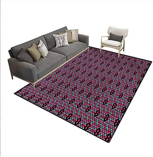 Floor Mat,Subaquatic Animal Silhouettes Colorful Marine Life Illustration on a Black Backdrop,Rugs Bedroom,Multicolor,5'x6'
