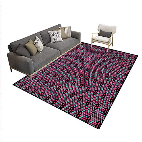 Floor Mat,Subaquatic Animal Silhouettes Colorful Marine Life Illustration on a Black Backdrop,Rugs Bedroom,Multicolor,5'x6'