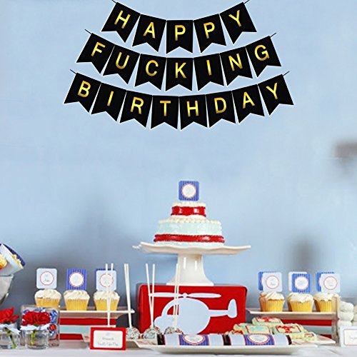 image for Threemart Happy FING Birthday Decorations Banner,Funny 21st 30th 40th 