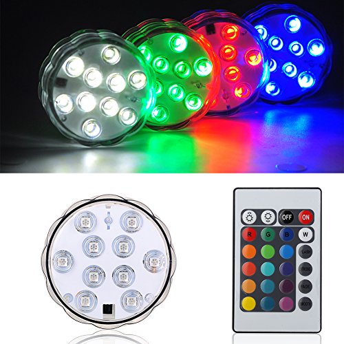 KITOSUN Submersible LED Lights Battery RGBW Multicolors Waterproof LED Light Base with Remote for Wedding Party Events Centerpieces Vases Floral Pond Fish Tank Pool Hot Tub Punk Accent Lighting