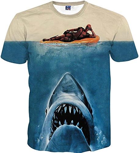Nemolemon Fashion Dangerous Shark Closing 3D Print Short Sleeve T-Shirts