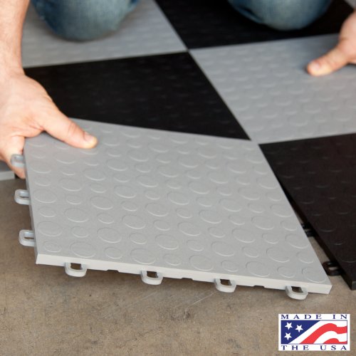 BlockTile B0US4630 Garage Flooring Interlocking Tiles Coin Top Pack, Gray, 30-Pack