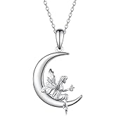 CVRAVO Highland Cow/Unicorn/Turtle/Moon Fairy/Axolotl/Owl/Mermaid/Cat/Cat and Girl/Frog/Wolf Necklace 925 Sterling Silver Animal Necklace Animal Jewelry Gifts for Women