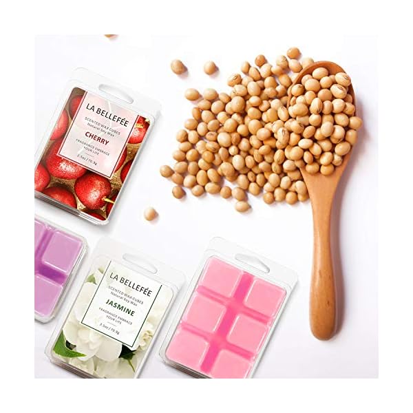 LA BELLEFÉE 4 x Packs Perfume Box Wax Melts Set of Rose, Jasmine, Cherry, Lavender, Organic, Vegan, Soy Wax melt…