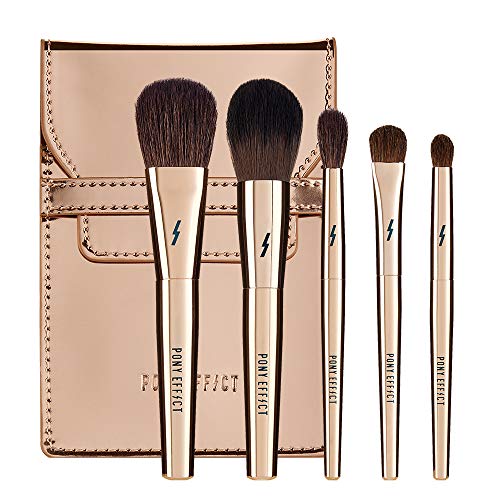 PONY EFFECT Mini Makeup Brush Set 3.4oz 5 MustHave Brush Set with