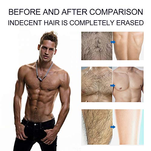 Hair Removal Cream for Men, Depilatory Cream for Men, Hair Remover for Men, Natural Painless Permanent Hair Removal Cream, Plastic Scraper, Used on Bikini, Underarm, Chest, Back, Legs and Arms, 60ml