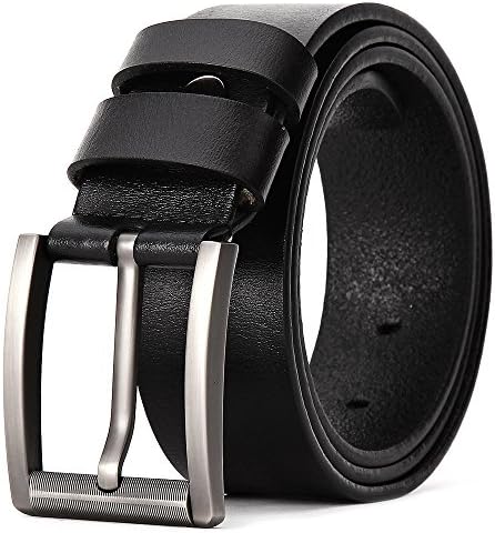 XIANGUO Men's Fashion Genuine Leather Belt Waist Band Strap Pin Buckle Belts (43-44(125cm), black)
