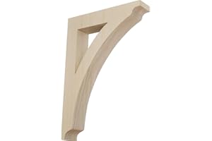 Ekena Millwork BKTW01X08X12THRW Large Thorton Wood Wood Brackets, 1 3/4"W x 8 1/2"D x 12"H , Rubberwood