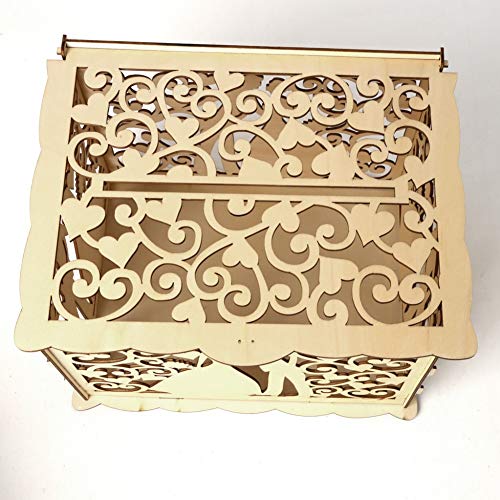 Patgoal Hollow Design DIY Wedding Card Box with Lock and Card Sign Gift Card Holder for Reception Baby Shower Wedding Anniversary Party Decorations