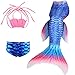 SAIANKE 3pc Girls Mermaid Swimsuit Floral 3D Print Bikini Swimsuit can Math Monofin for Swimming