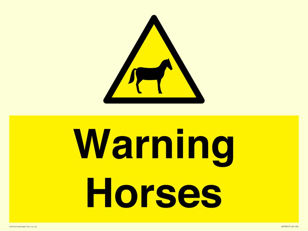 Warning Horses Sign - 400x300mm - A3L