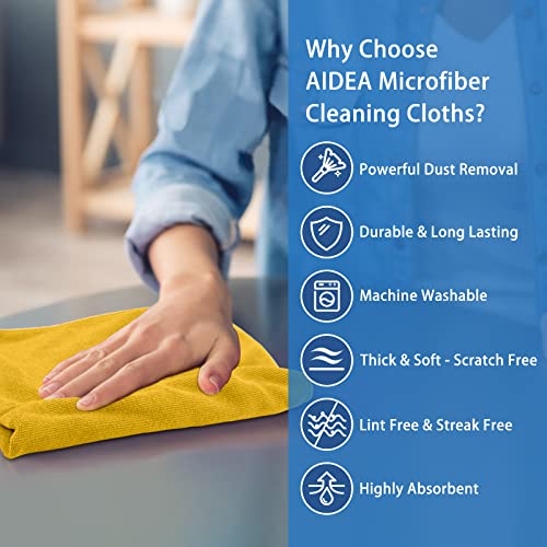 AIDEA Microfiber Cleaning Cloths, Extra Large & Thick(1.5Lb)12Pack