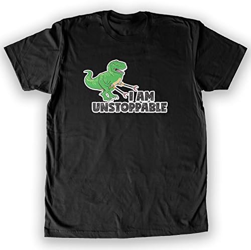 Death By Novelty - I Am Unstoppable T-Rex Men's Fashion T-Shirt Black