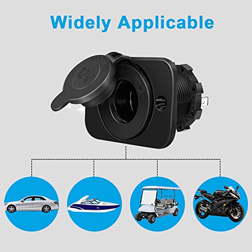 3-Pack Cigarette Lighter Socket, 12V Power Outlet Receptacle for Car Marine Motorcycle ATV RV, with Wire Fuse DIY Kit by Riseuvo - Thumbnail 6