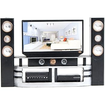 E-TING Dollhouse Furniture Accessories Playset for Girl Dolls (Hi-Fi TV Cabinet Set)