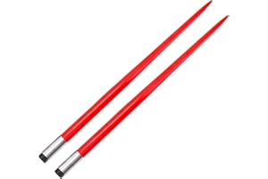 TackView 39" Hay Bale Spear Pair, 3,000 lb Cap, 1-3/4" Quick-Attach Square Spikes, Red-Coated Forks w/Hex Nut & Sleeve for Tr