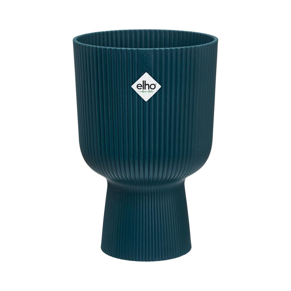 elho Vibes Fold Coupe 14 - Indoor Plant Pot - 100% Recycled Plastic - Ø 13.9 x H 21.0 cm - Blue/Deep Blue