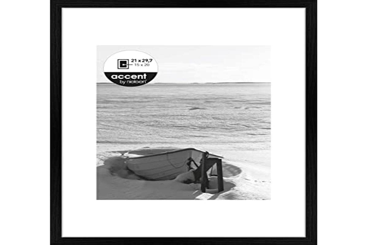 accent by nielsen picture frame Aura, 21x29.7 cm, MDF black, for photos and portraits, portrait and landscape format, sturdy back panel