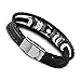 UHIBROS Stainless Steel Leather Bracelet, Men's Leather Rope Wrist Bracelet 8.3 Inch (Black)