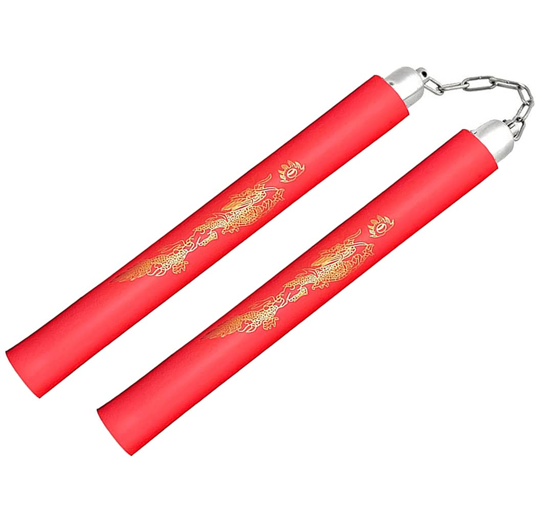 Fayscingo Foam Training Nunchucks Martial Arts Nunchakus Portable Padded Sponge Practice Nunchakus for Kids Adults and Beginners (Red) — image 1