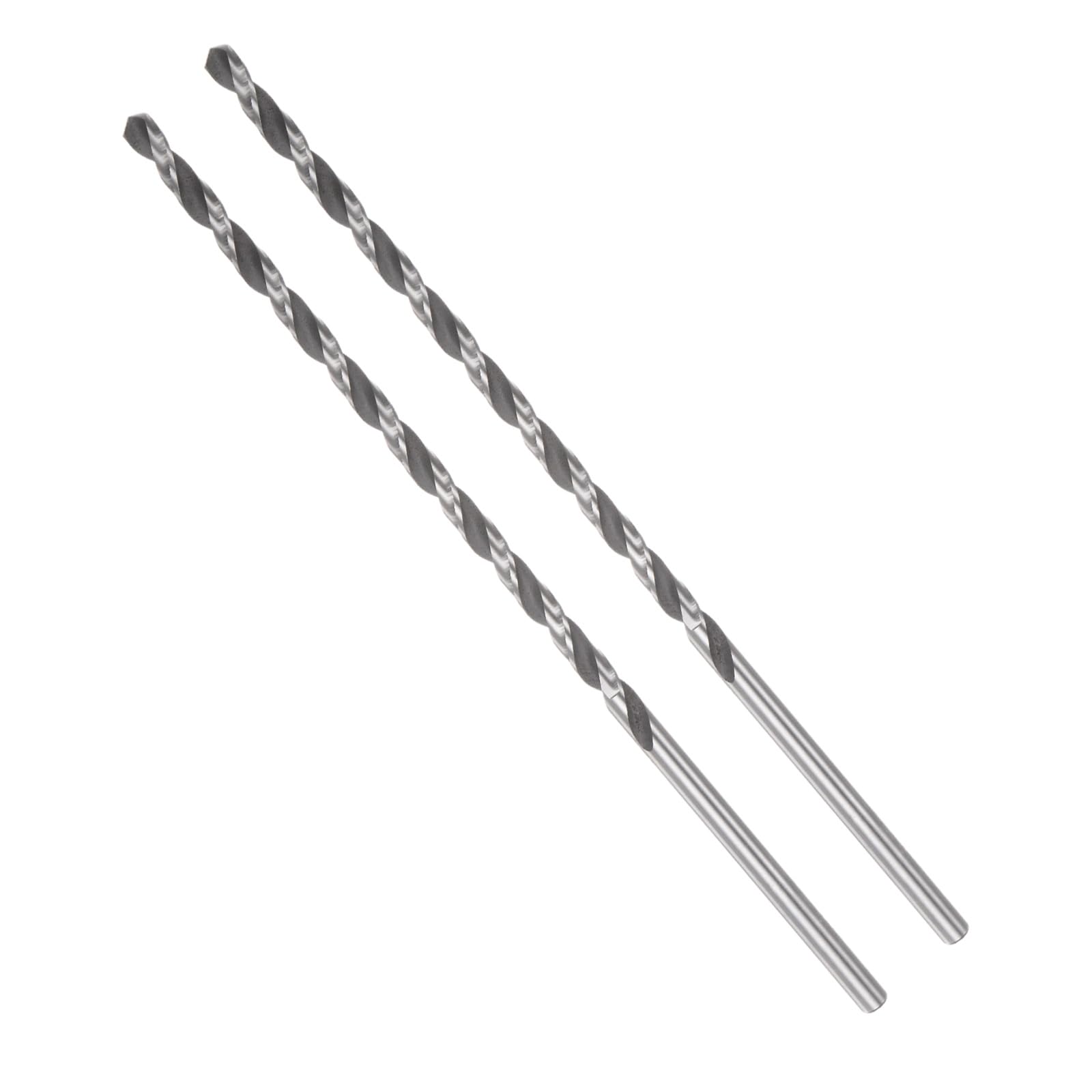 CoCud Twist Drill Bit, 4.5 mm Cutting Diameter, 0.18" Shank 6.3" Length, High-Speed Steel Black Oxide Extended Straight Jobber Drill Bit Set (Application: Metal Wood Plastic), 2-Pieces